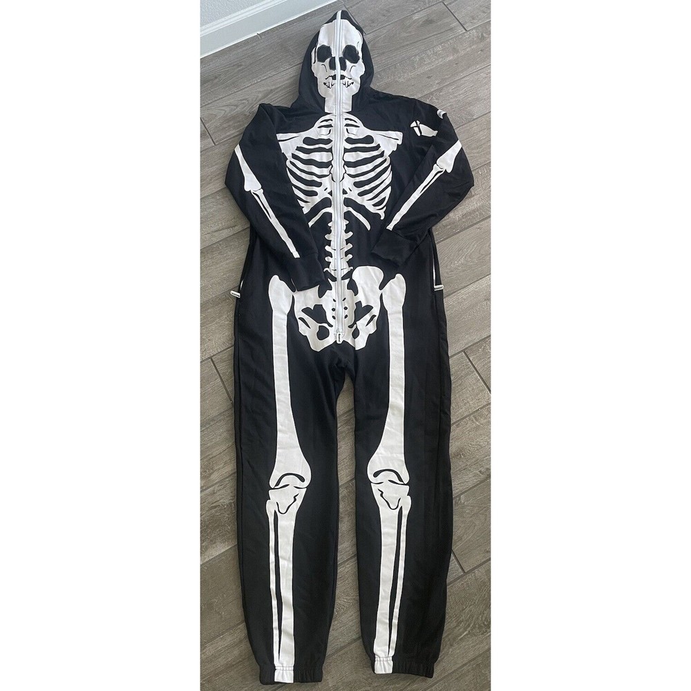 Tipsy Elves Halloween Skeleton Costume Adult Size Large L jumpsuit Pajamas